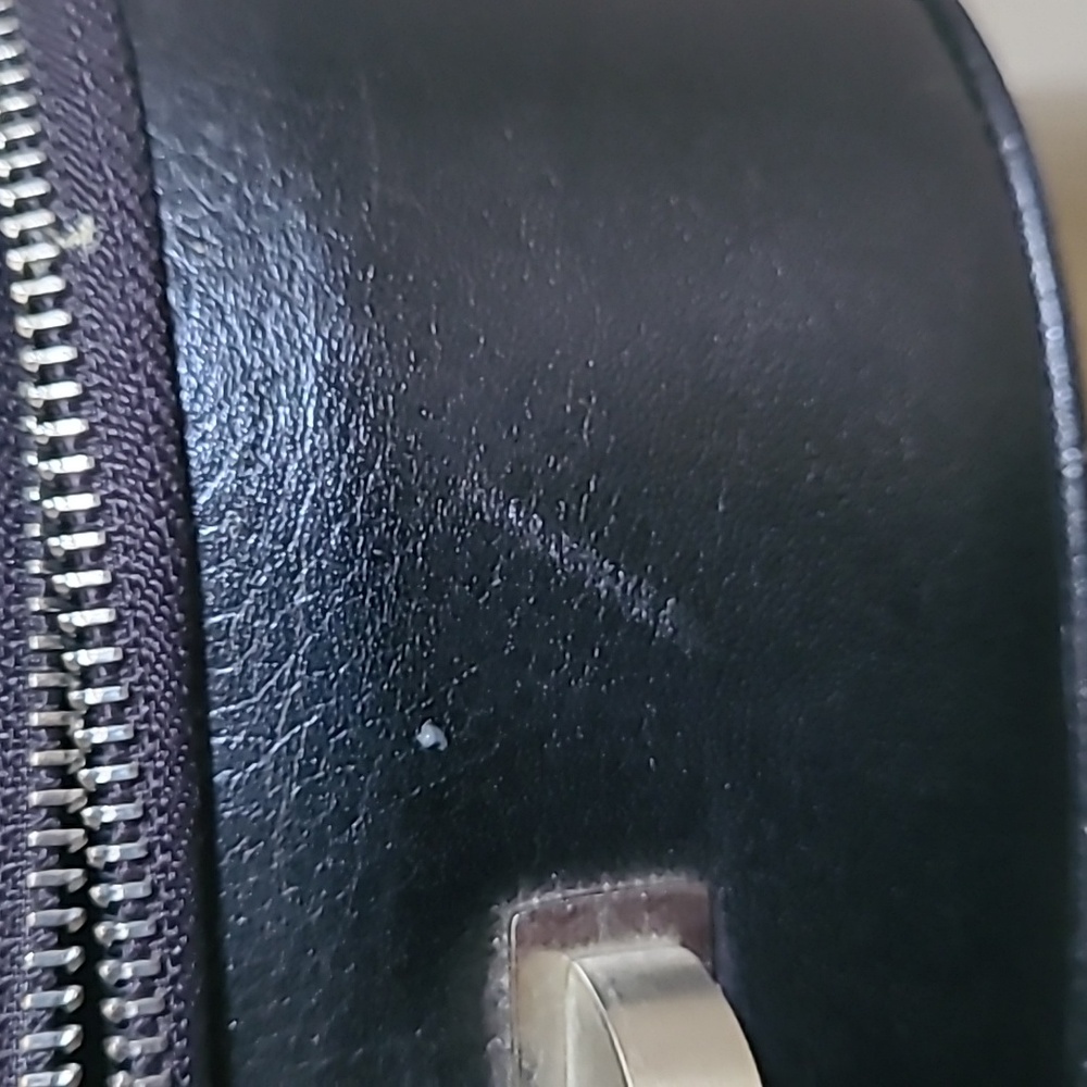 ro BAGS Retro Modern Black Leather Suitcase RARE - Picture 9 of 13
